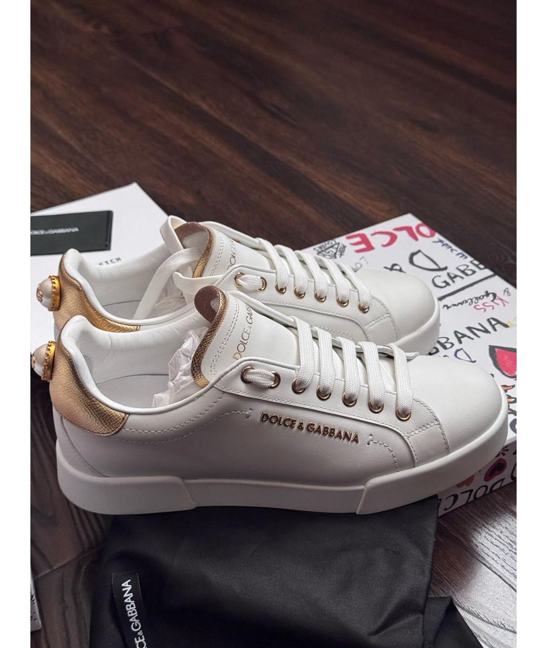 DOLCE&GABBANA Белые кожаные кеды, фото 9