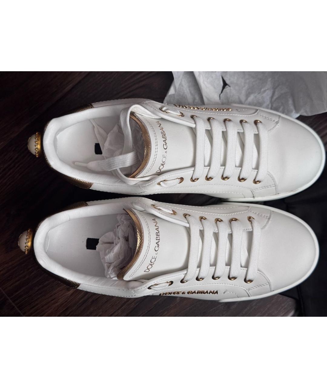 DOLCE&GABBANA Белые кожаные кеды, фото 8