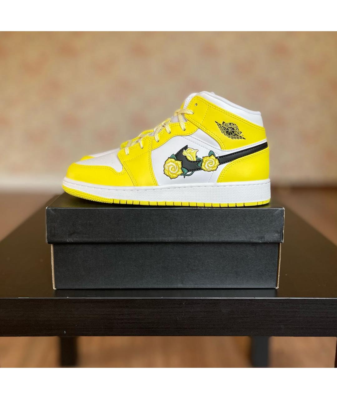 JORDAN Желтые кожаные кроссовки, фото 5