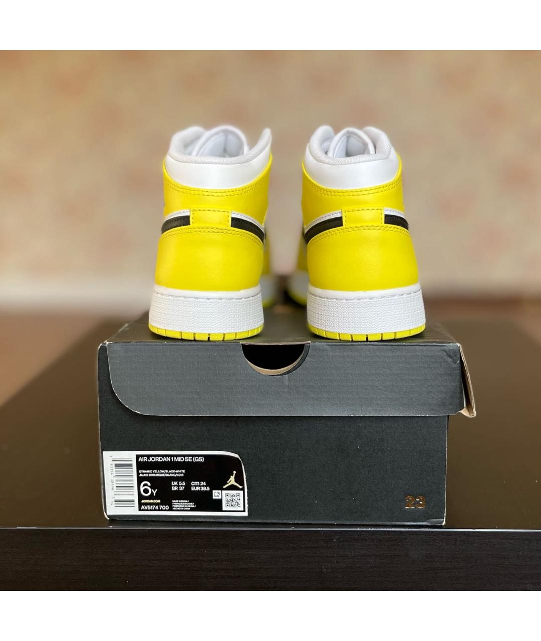 JORDAN Желтые кожаные кроссовки, фото 4