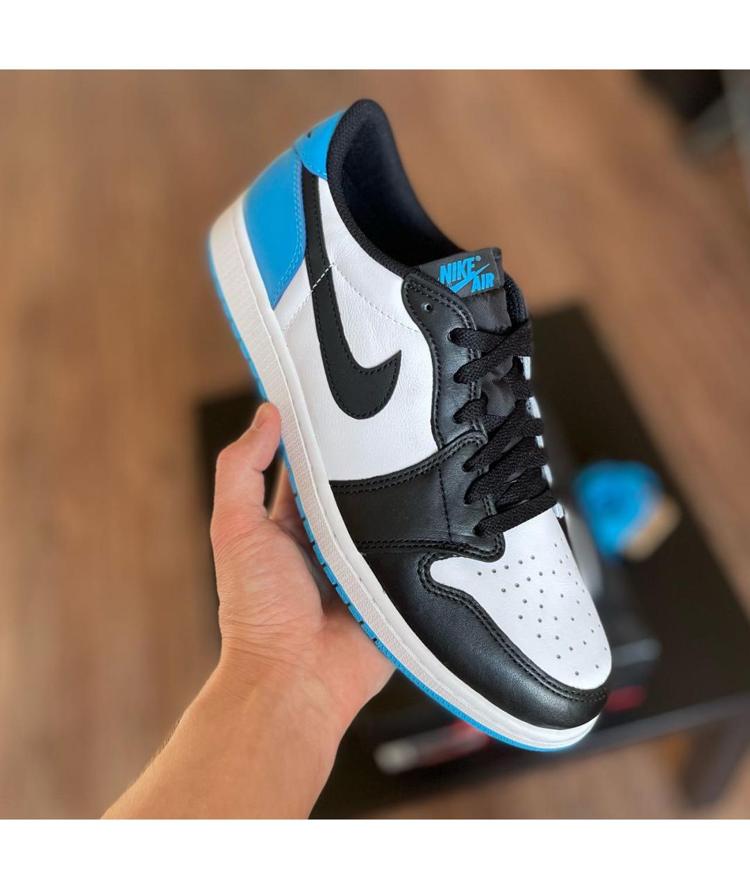 JORDAN Голубые кожаные низкие кроссовки / кеды, фото 3