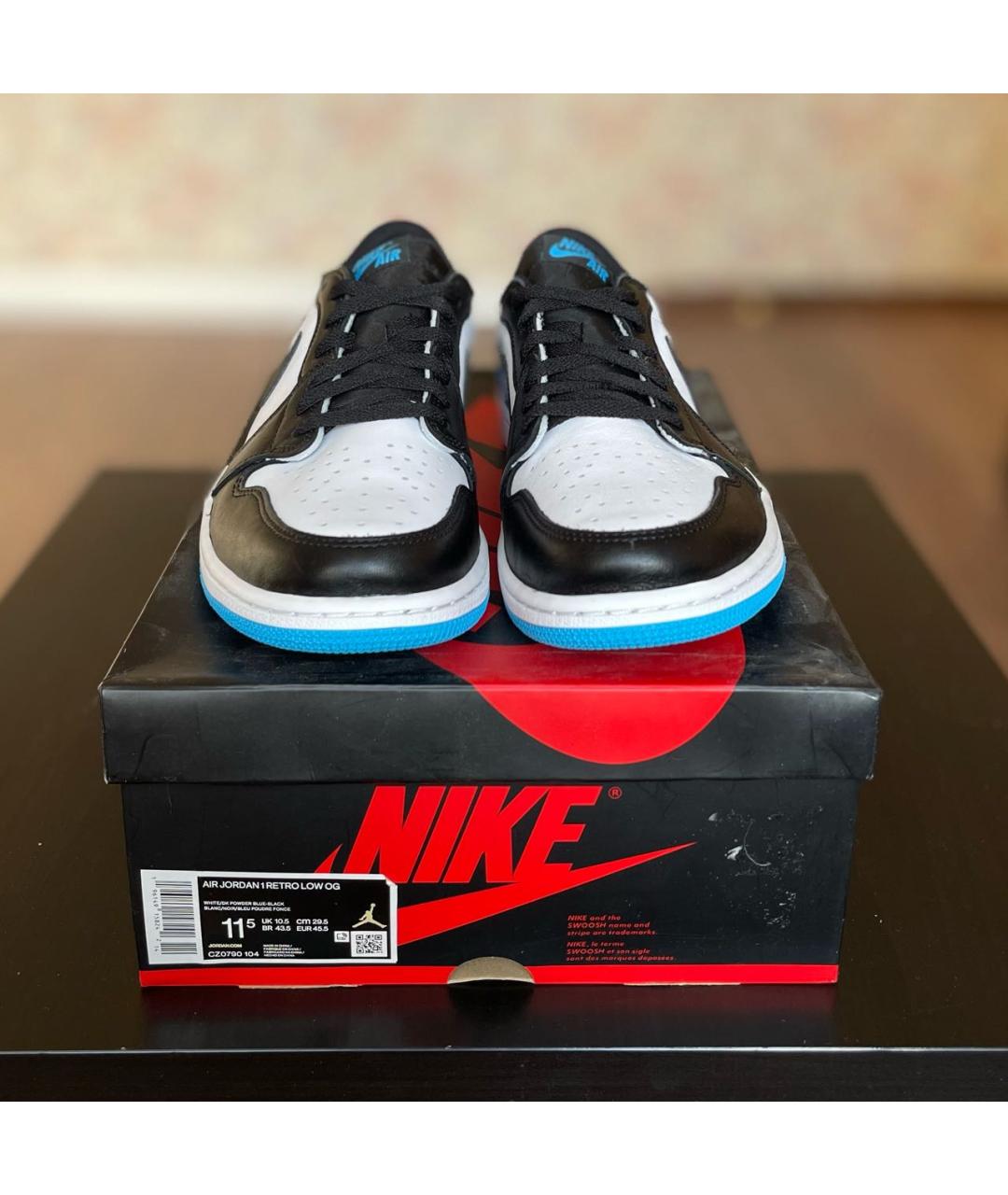 JORDAN Голубые кожаные низкие кроссовки / кеды, фото 2