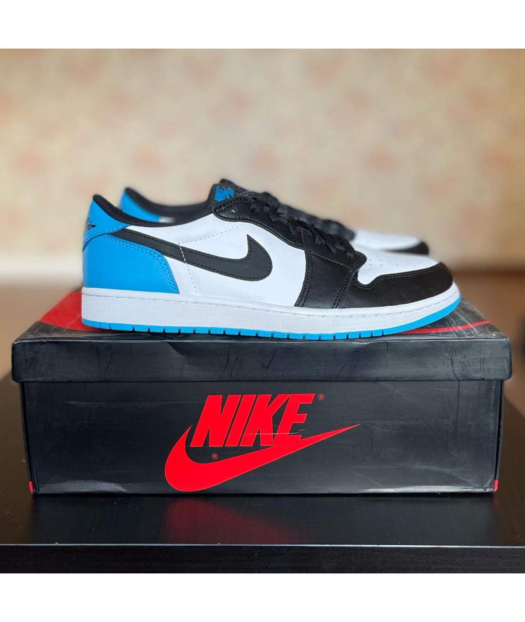 JORDAN Голубые кожаные низкие кроссовки / кеды, фото 5