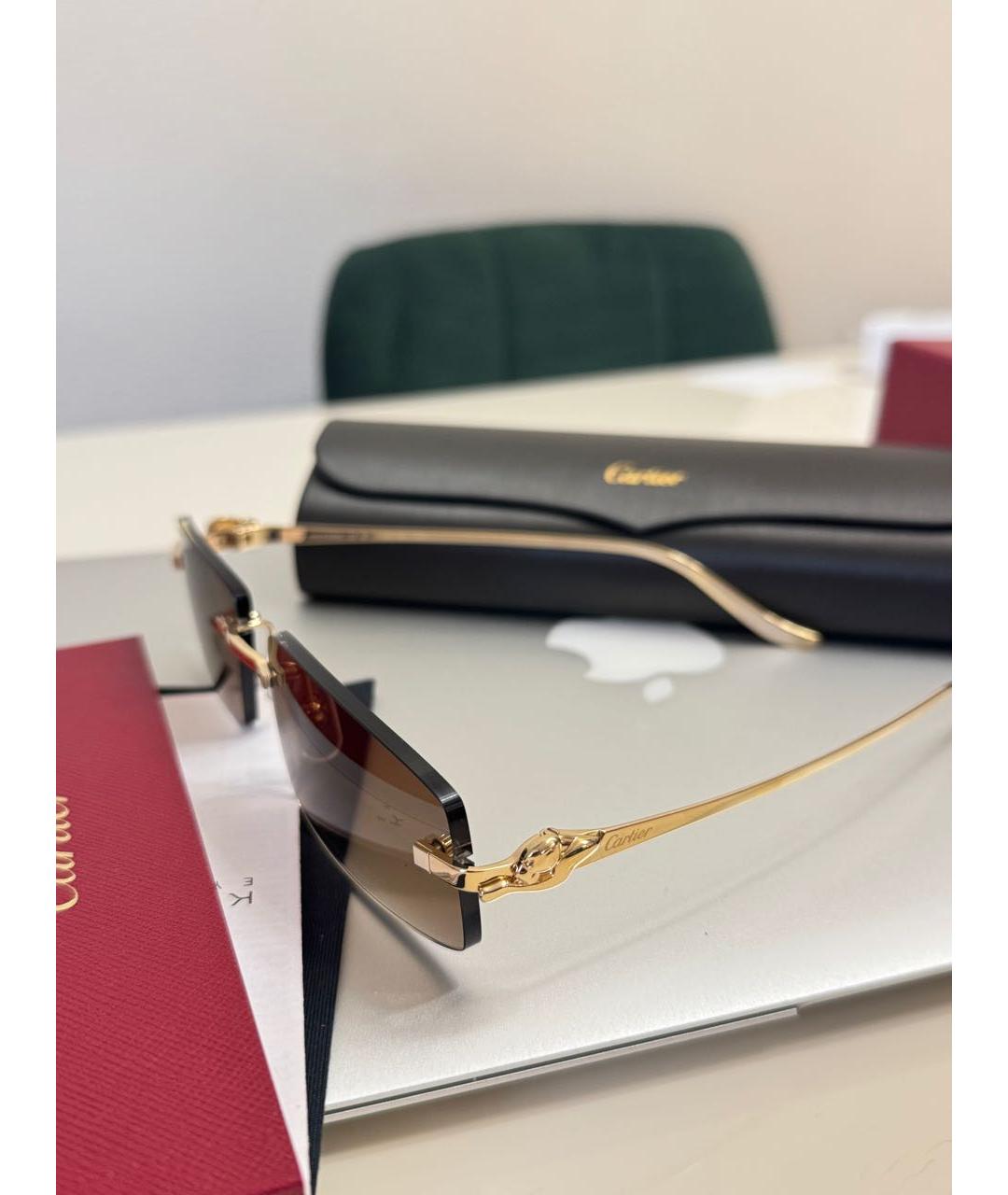 CARTIER Коричневые металлические солнцезащитные очки, фото 3