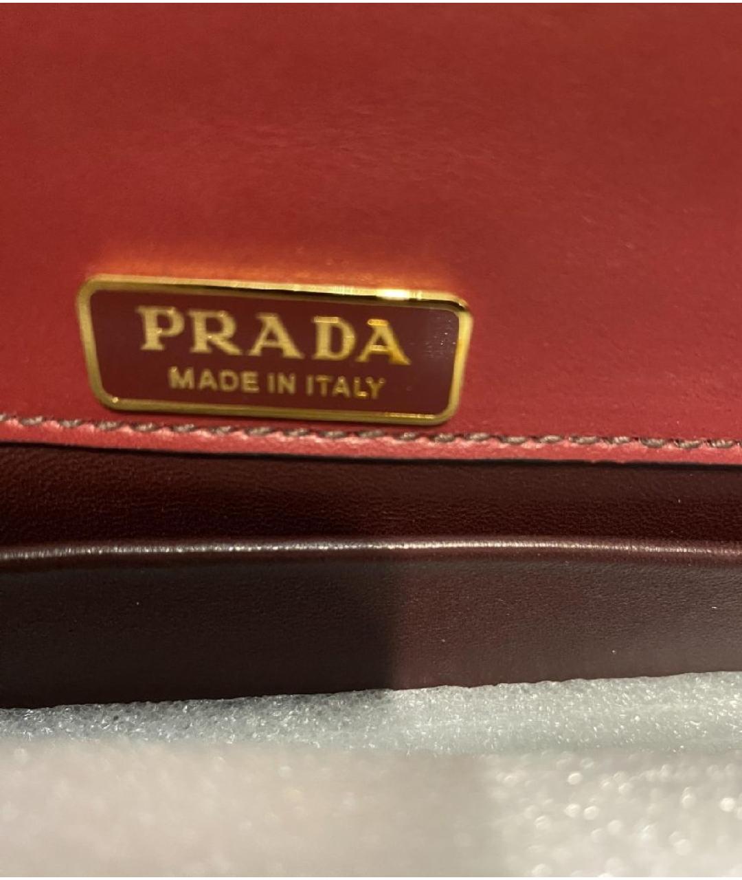 PRADA Бордовая кожаная сумка через плечо, фото 9