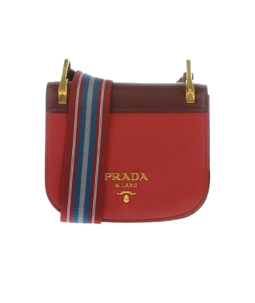 PRADA Бордовая кожаная сумка через плечо, фото 10