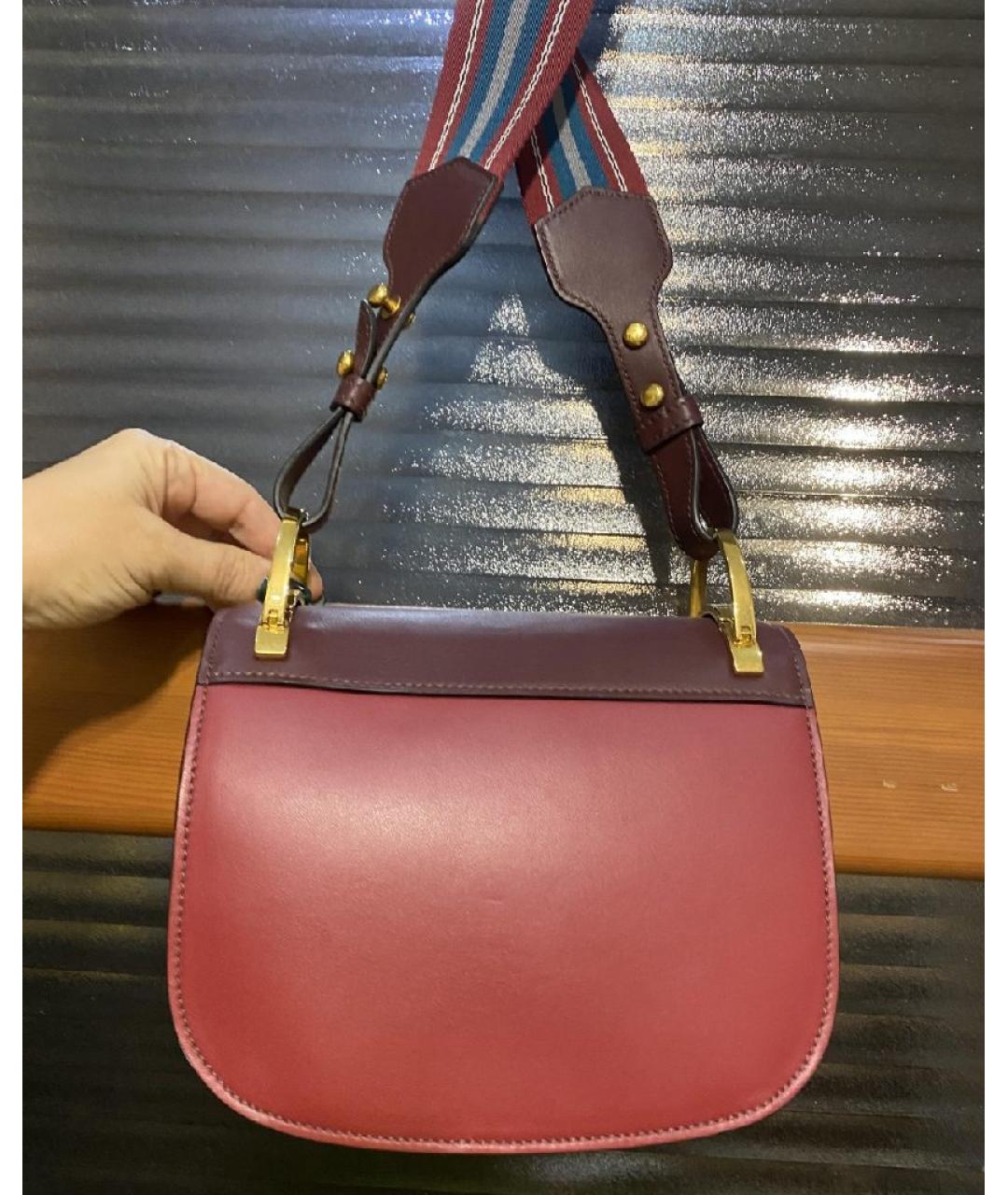 PRADA Бордовая кожаная сумка через плечо, фото 6