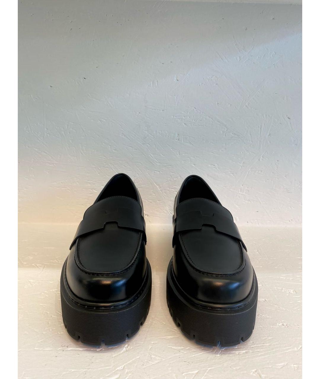 HERMES Черные кожаные лоферы, фото 5