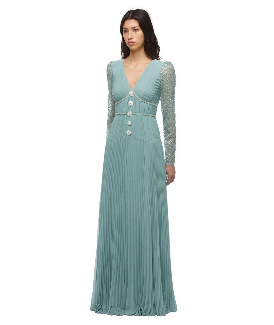 SELF-PORTRAIT Бирюзовое полиэстеровое вечернее платье, фото 2