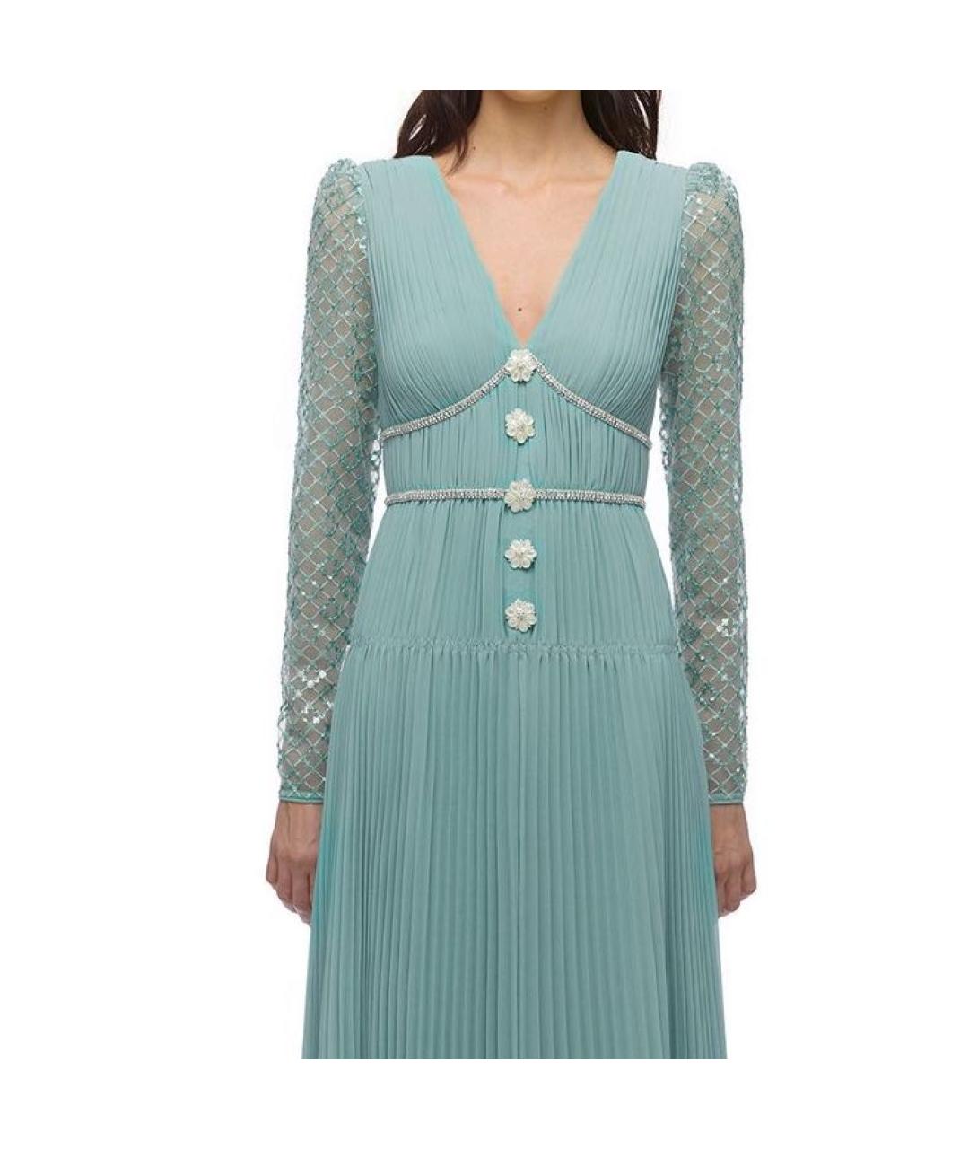 SELF-PORTRAIT Бирюзовое полиэстеровое вечернее платье, фото 4