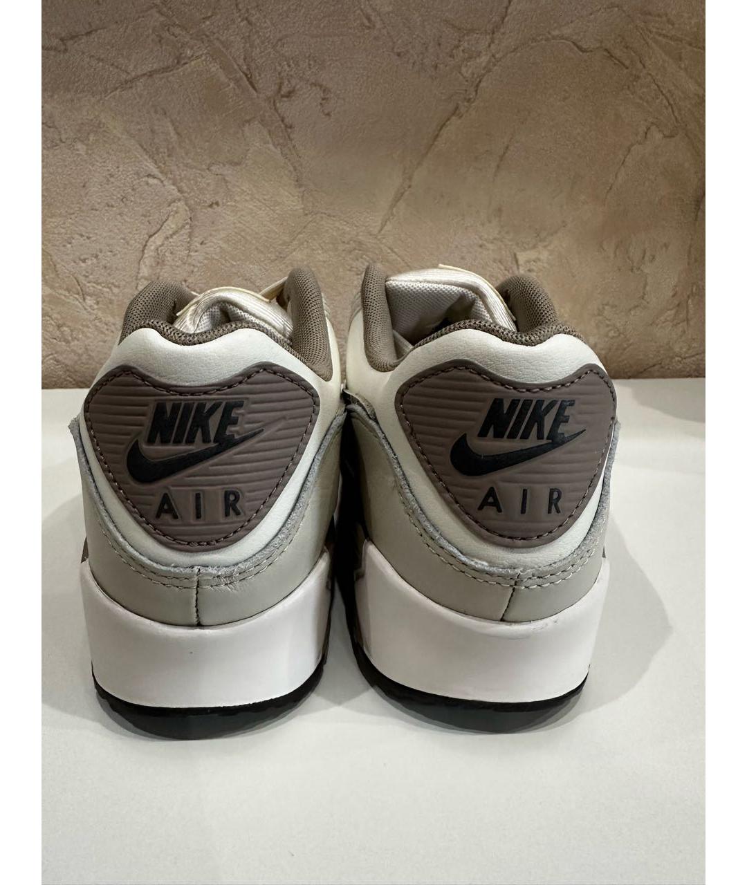 NIKE Бежевые кожаные кроссовки, фото 4