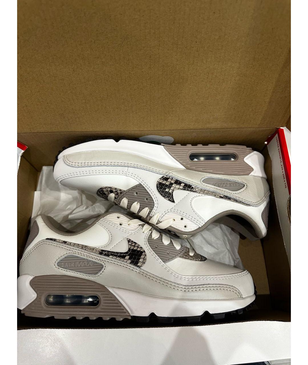 NIKE Бежевые кожаные кроссовки, фото 7