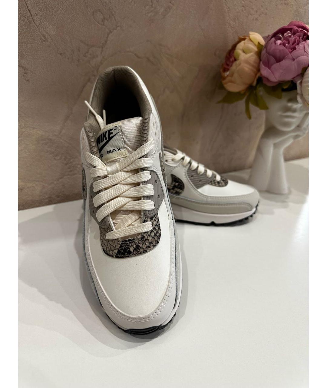 NIKE Бежевые кожаные кроссовки, фото 3