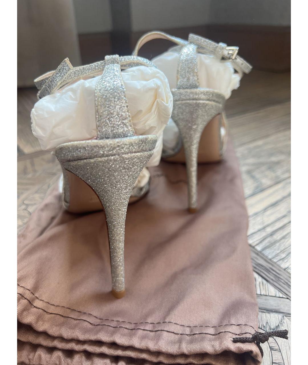 GIANVITO ROSSI Серебряные кожаные босоножки, фото 4