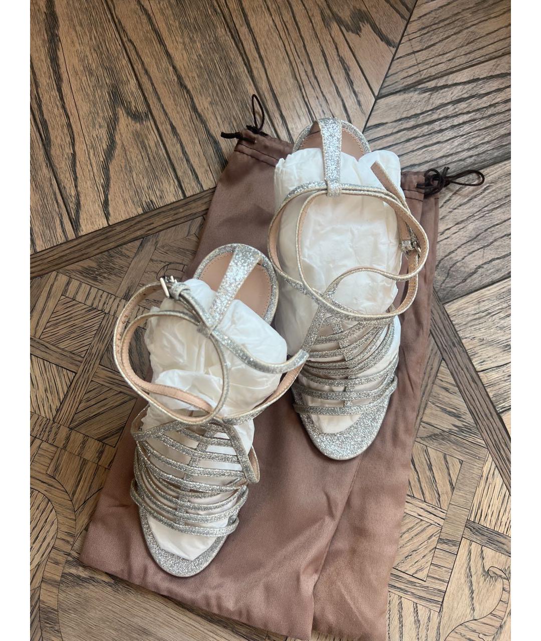 GIANVITO ROSSI Серебряные кожаные босоножки, фото 3