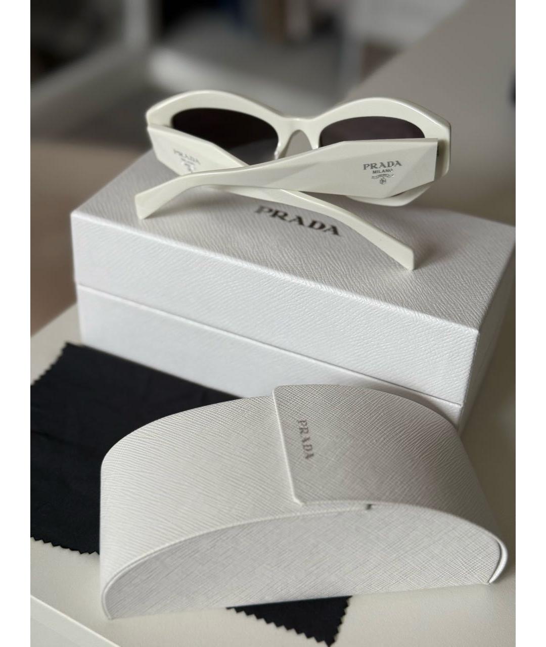 PRADA Белые пластиковые солнцезащитные очки, фото 5