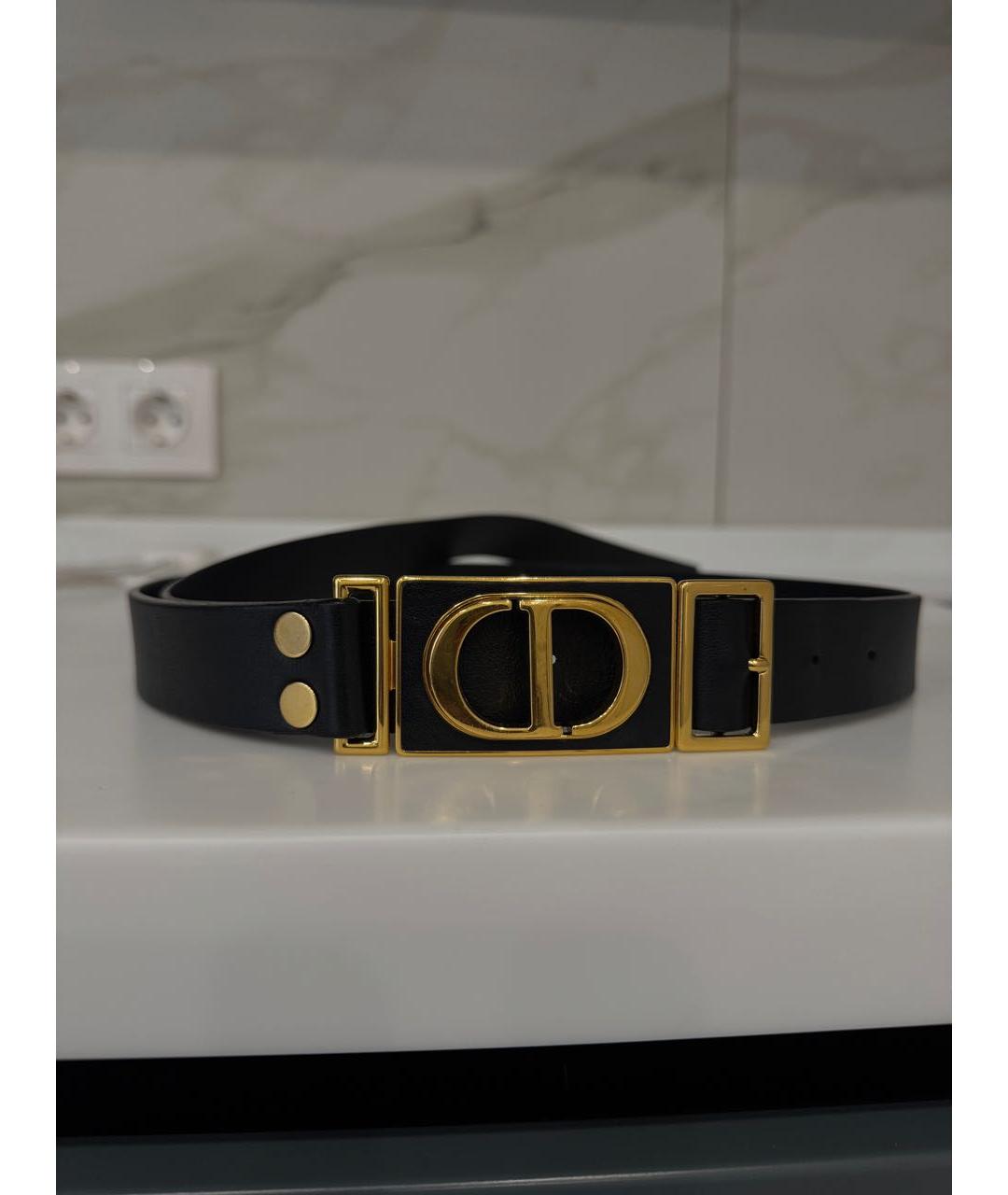 CHRISTIAN DIOR Черный кожаный ремень, фото 6