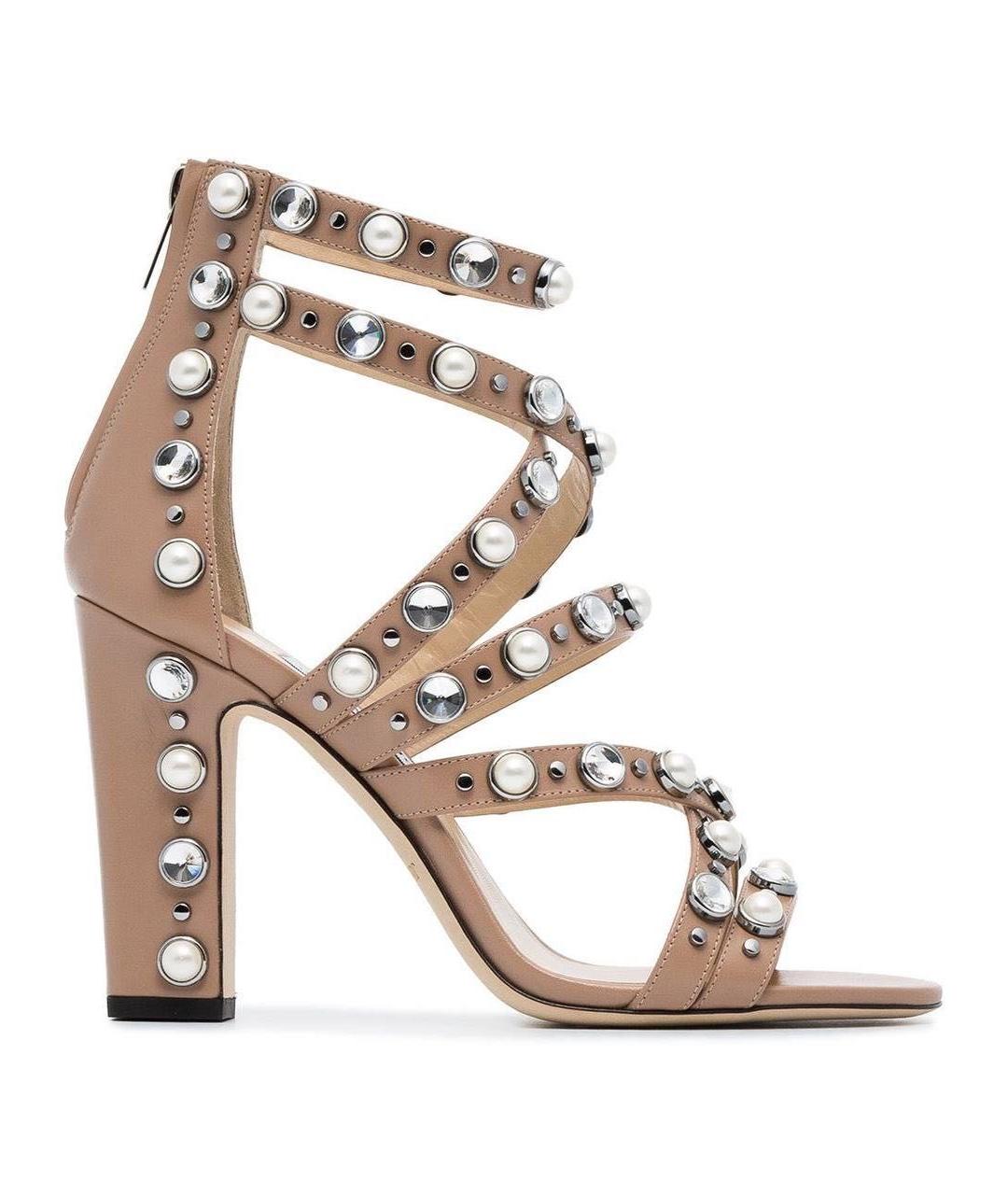 JIMMY CHOO Бежевые кожаные босоножки, фото 6