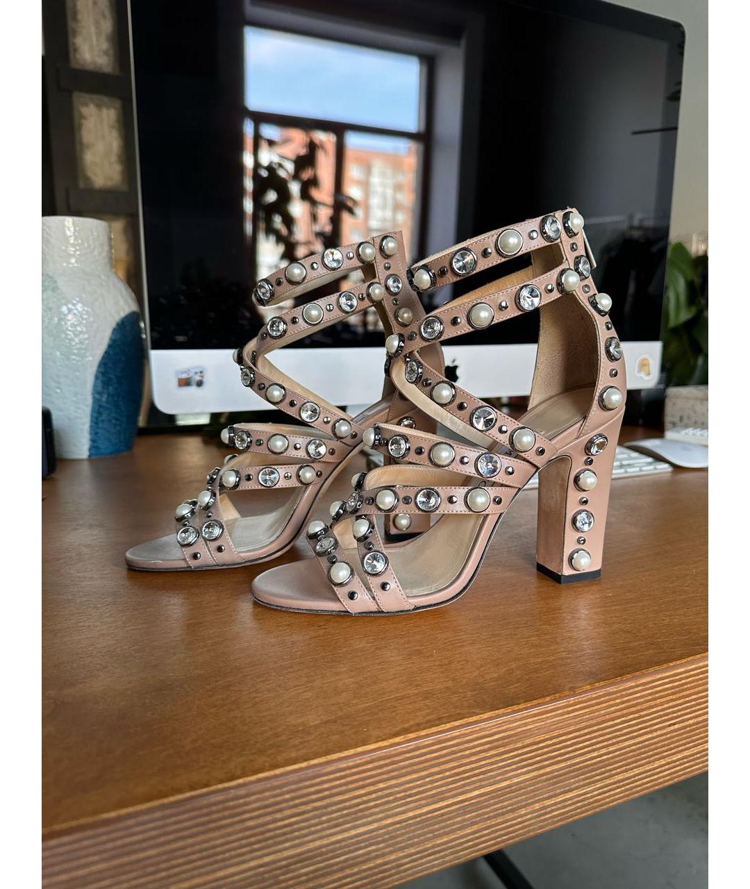 JIMMY CHOO Бежевые кожаные босоножки, фото 4