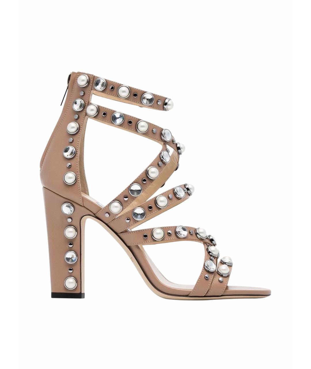 JIMMY CHOO Бежевые кожаные босоножки, фото 1