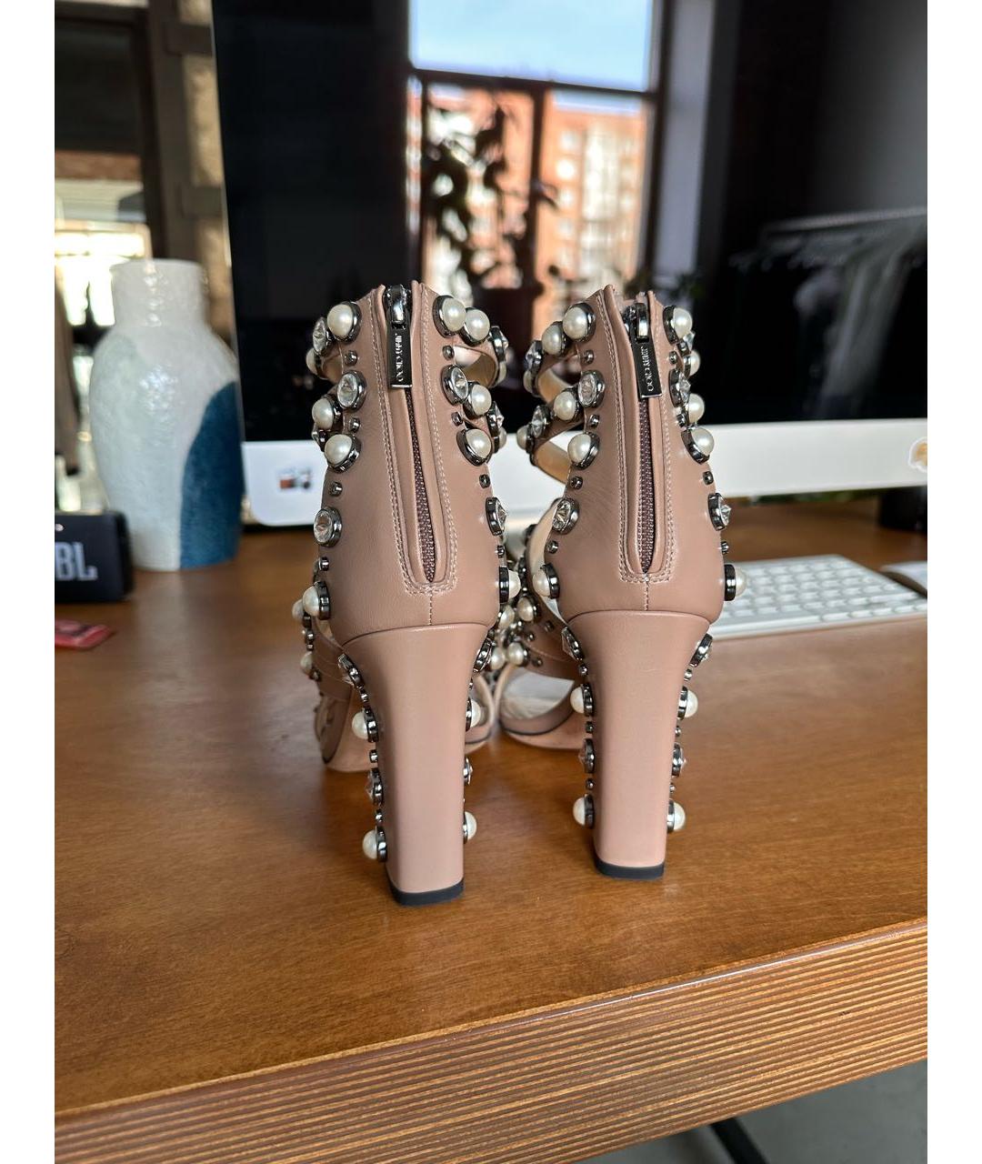 JIMMY CHOO Бежевые кожаные босоножки, фото 3