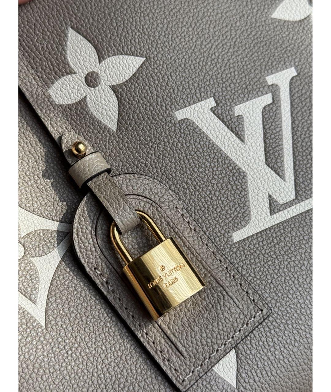 LOUIS VUITTON Бежевая кожаная сумка с короткими ручками, фото 3