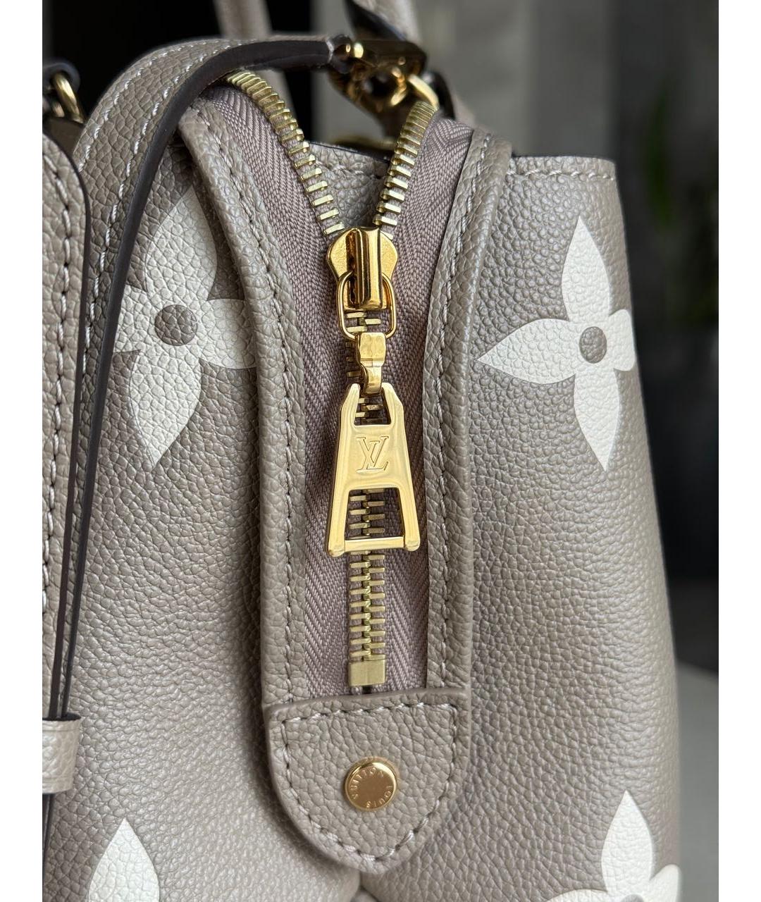 LOUIS VUITTON Бежевая кожаная сумка с короткими ручками, фото 4