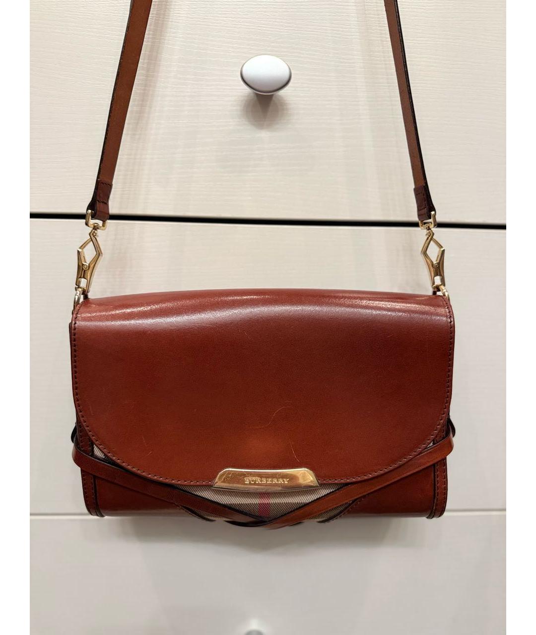 BURBERRY Коричневая кожаная сумка через плечо, фото 8