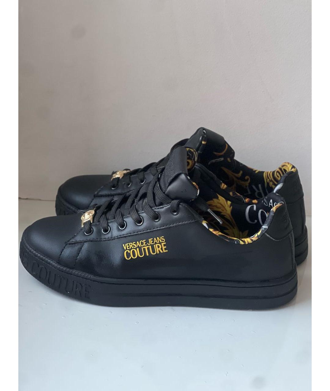 VERSACE JEANS COUTURE Черные кожаные кроссовки, фото 6