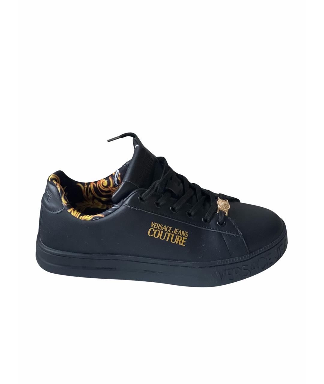 VERSACE JEANS COUTURE Черные кожаные кроссовки, фото 1
