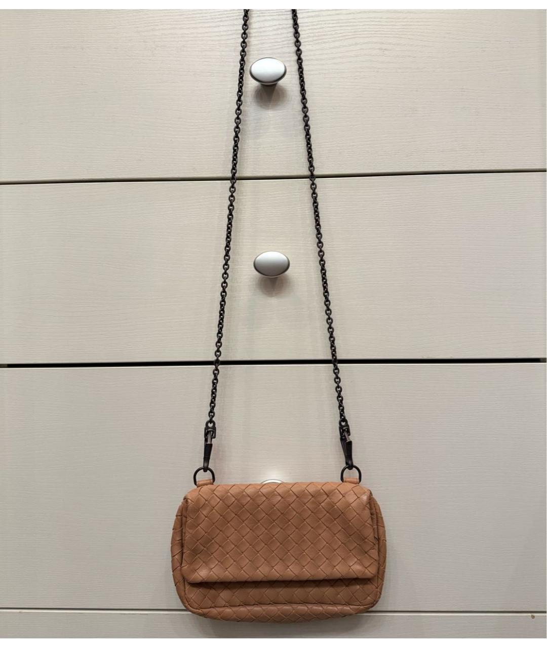 BOTTEGA VENETA Бежевая кожаная сумка через плечо, фото 8