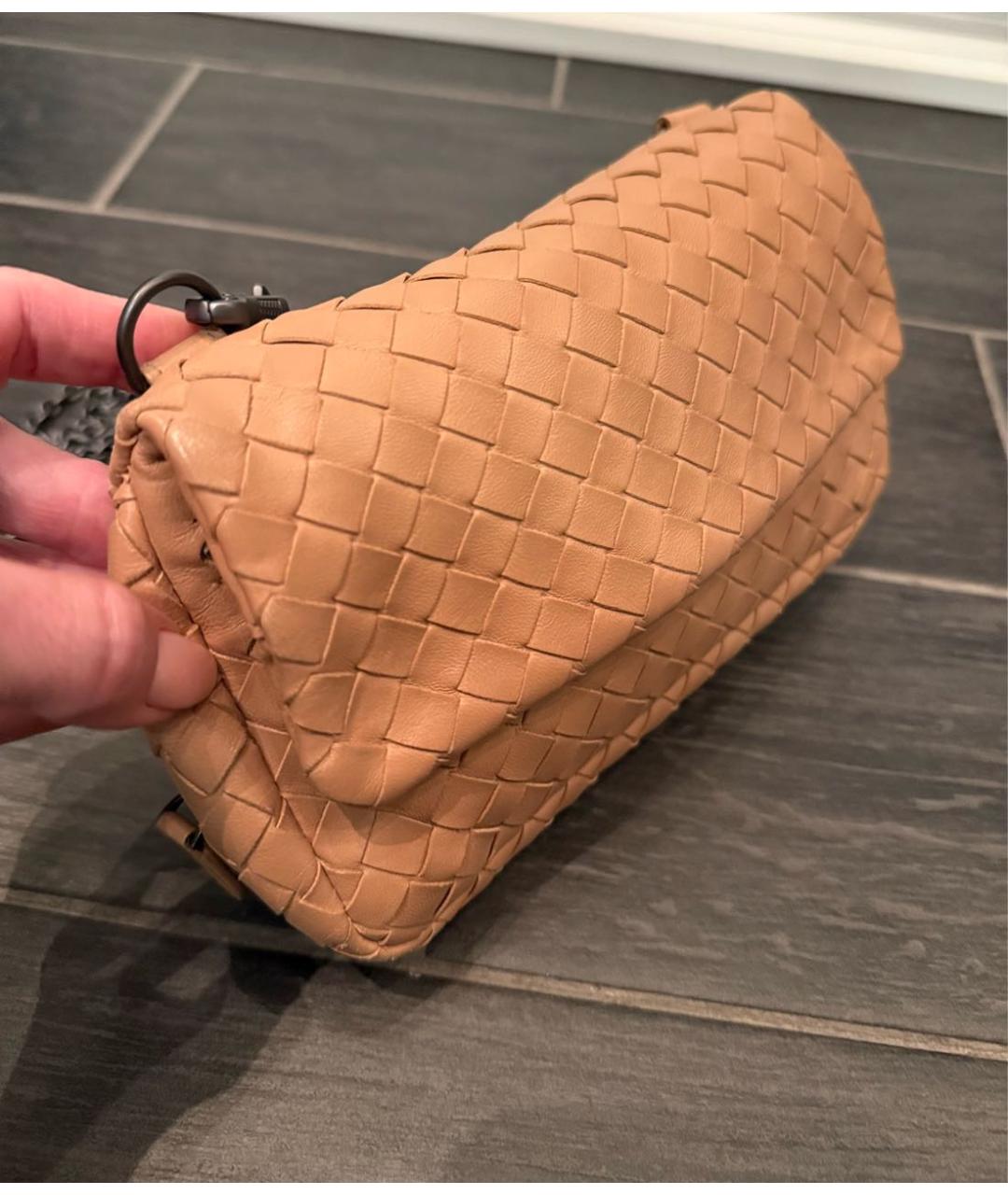 BOTTEGA VENETA Бежевая кожаная сумка через плечо, фото 2
