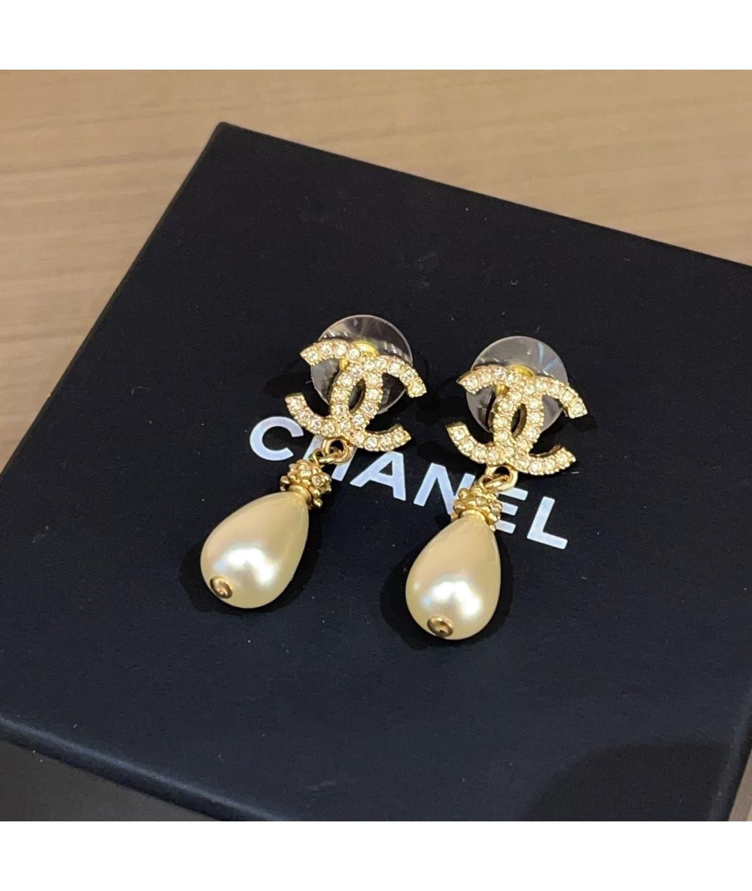 CHANEL Белые металлические серьги, фото 3