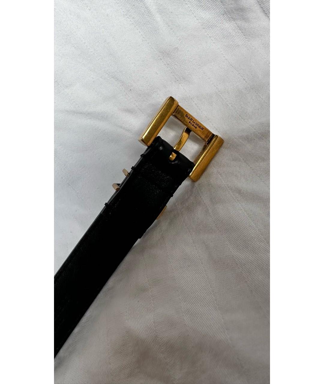 SAINT LAURENT Черный кожаный ремень, фото 3