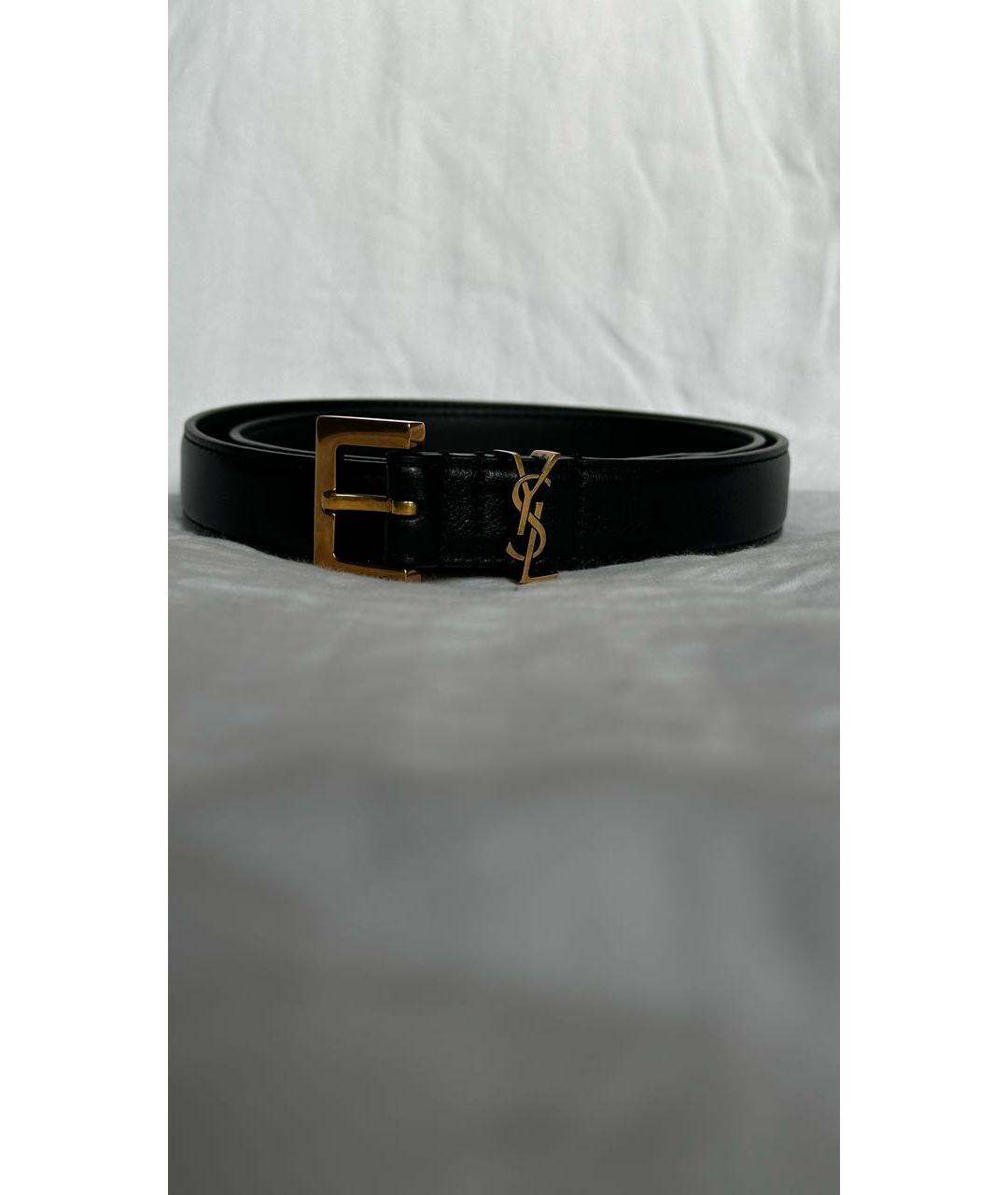 SAINT LAURENT Черный кожаный ремень, фото 2
