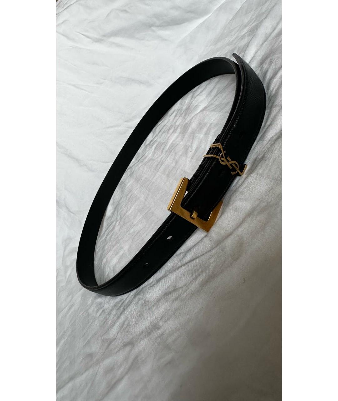 SAINT LAURENT Черный кожаный ремень, фото 9