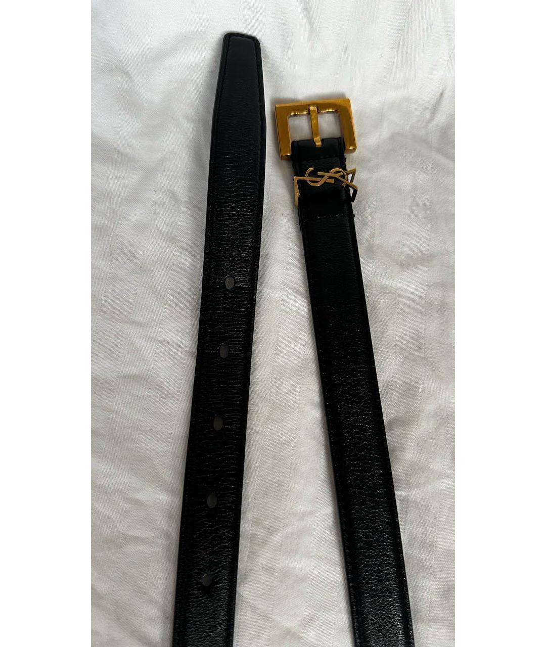 SAINT LAURENT Черный кожаный ремень, фото 5