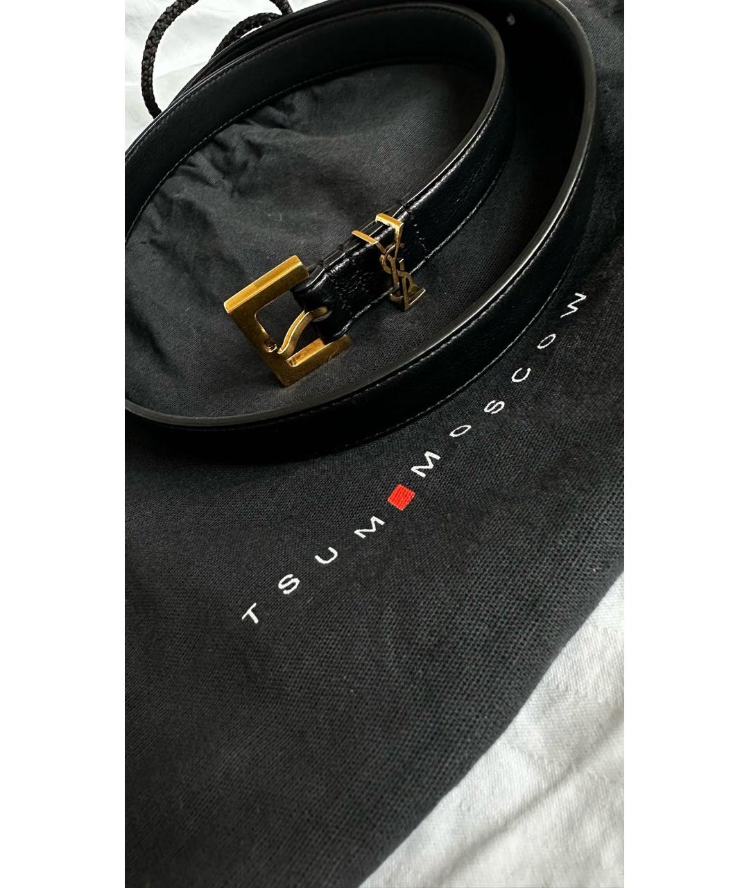 SAINT LAURENT Черный кожаный ремень, фото 6