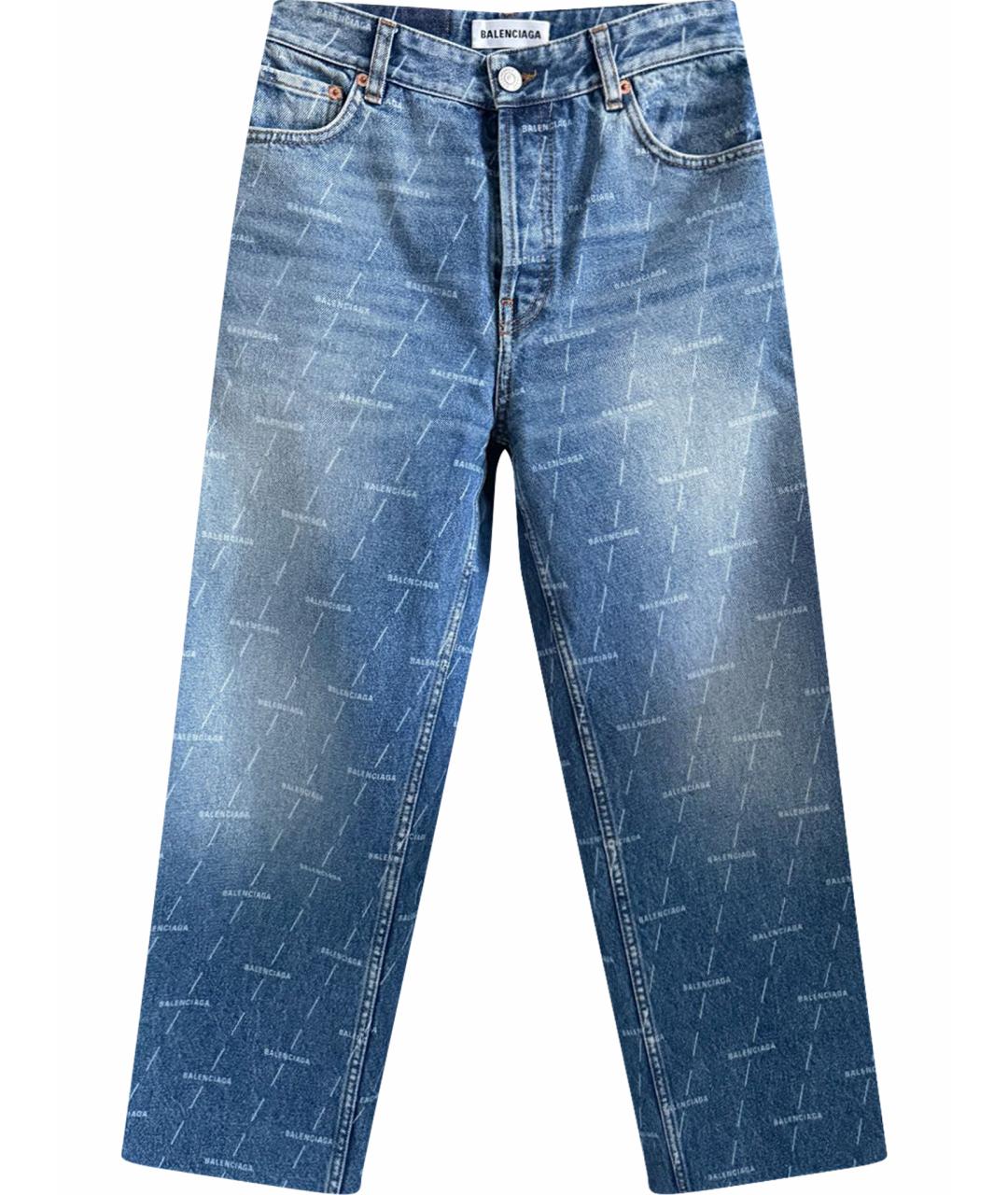 BALENCIAGA Синие хлопковые прямые джинсы, фото 1