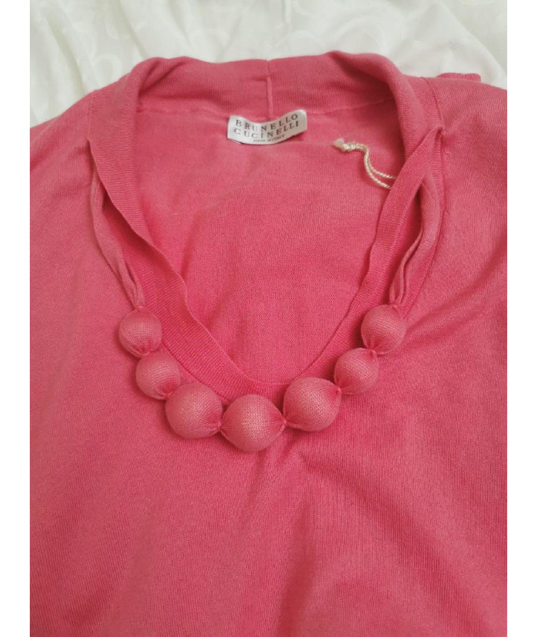 BRUNELLO CUCINELLI Коралловый хлопковый джемпер / свитер, фото 4