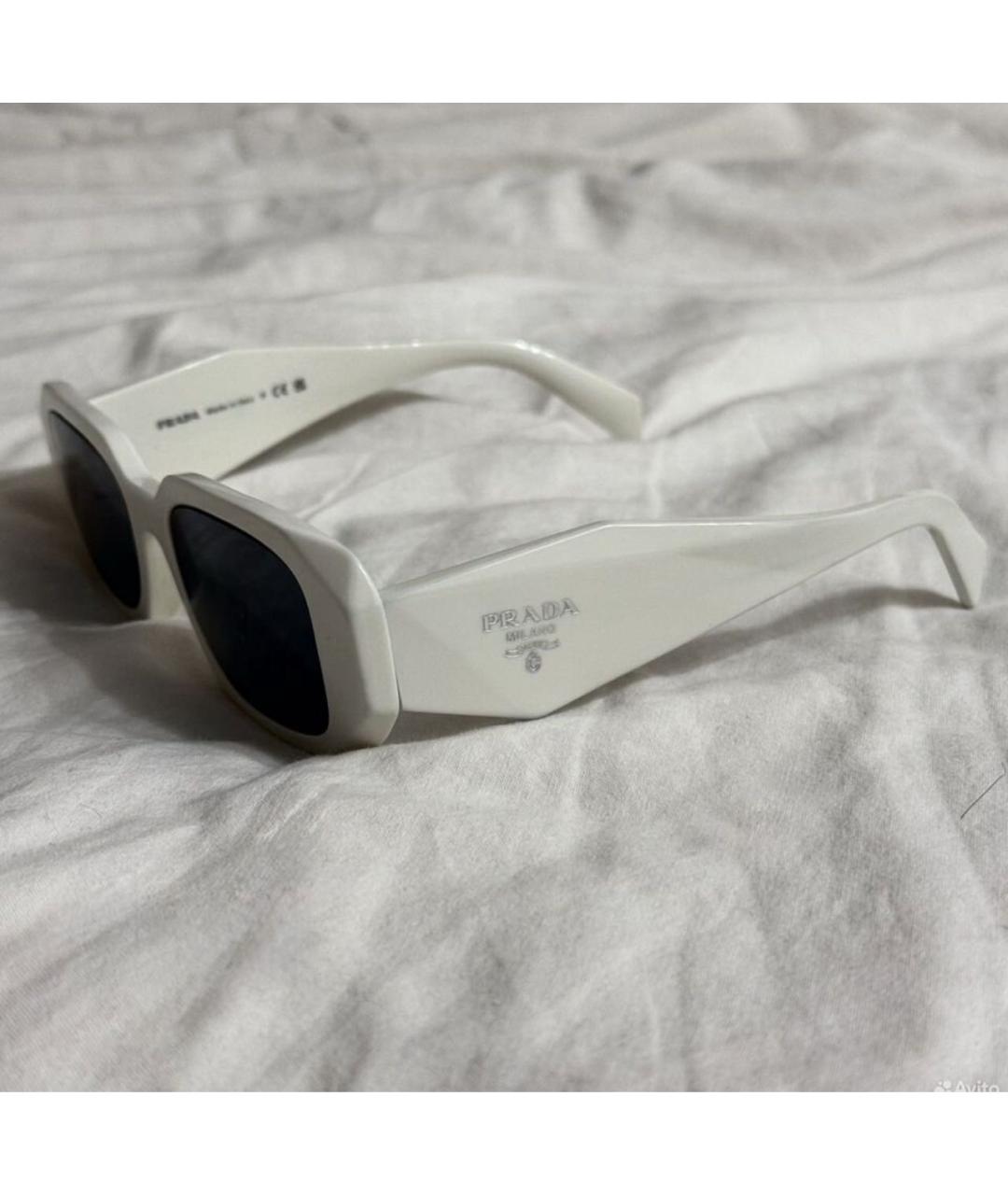 PRADA Белые пластиковые солнцезащитные очки, фото 3