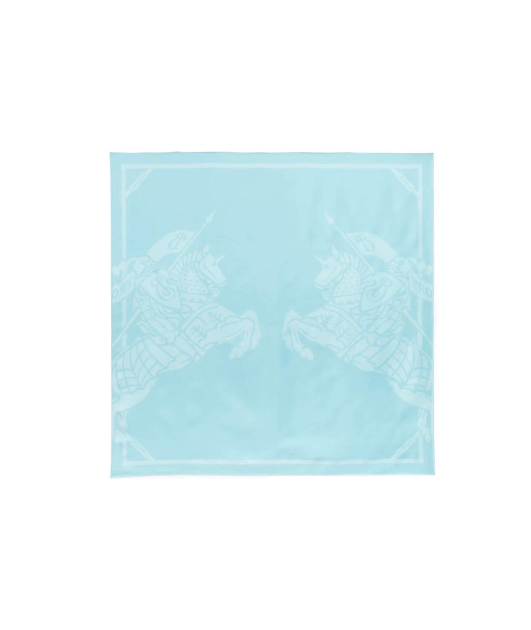 BURBERRY Голубой шелковый шарф, фото 1