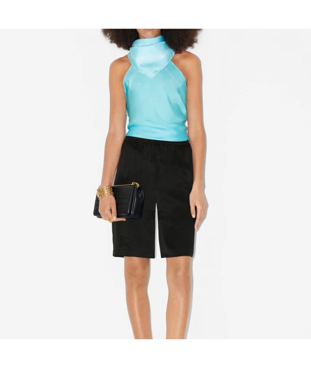 BURBERRY Голубой шелковый шарф, фото 3