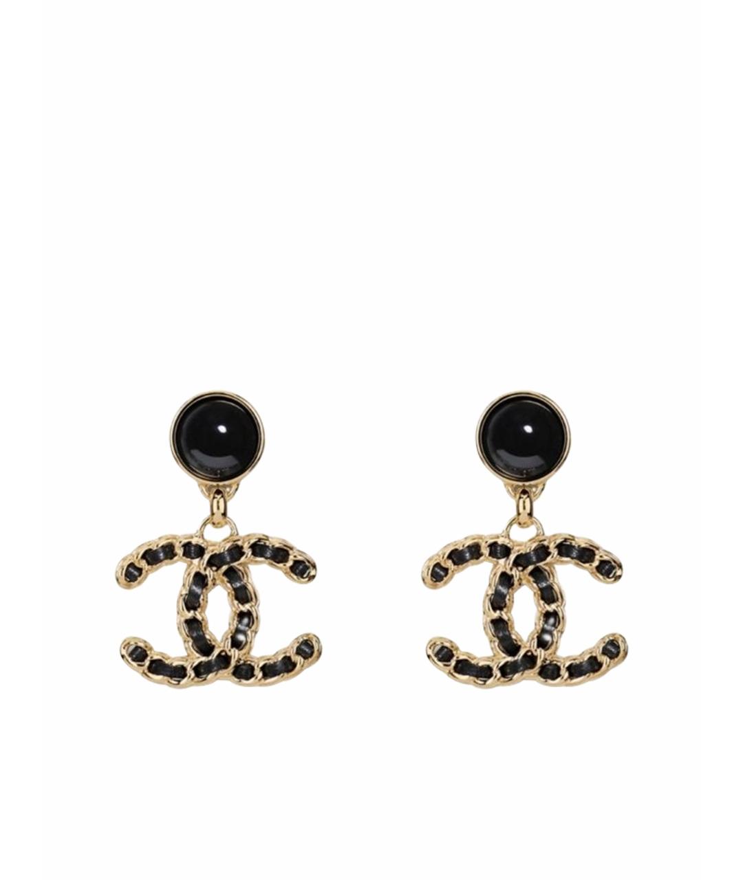 CHANEL Золотые кожаные серьги, фото 1