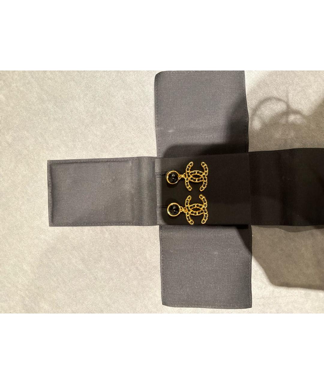 CHANEL Золотые кожаные серьги, фото 2