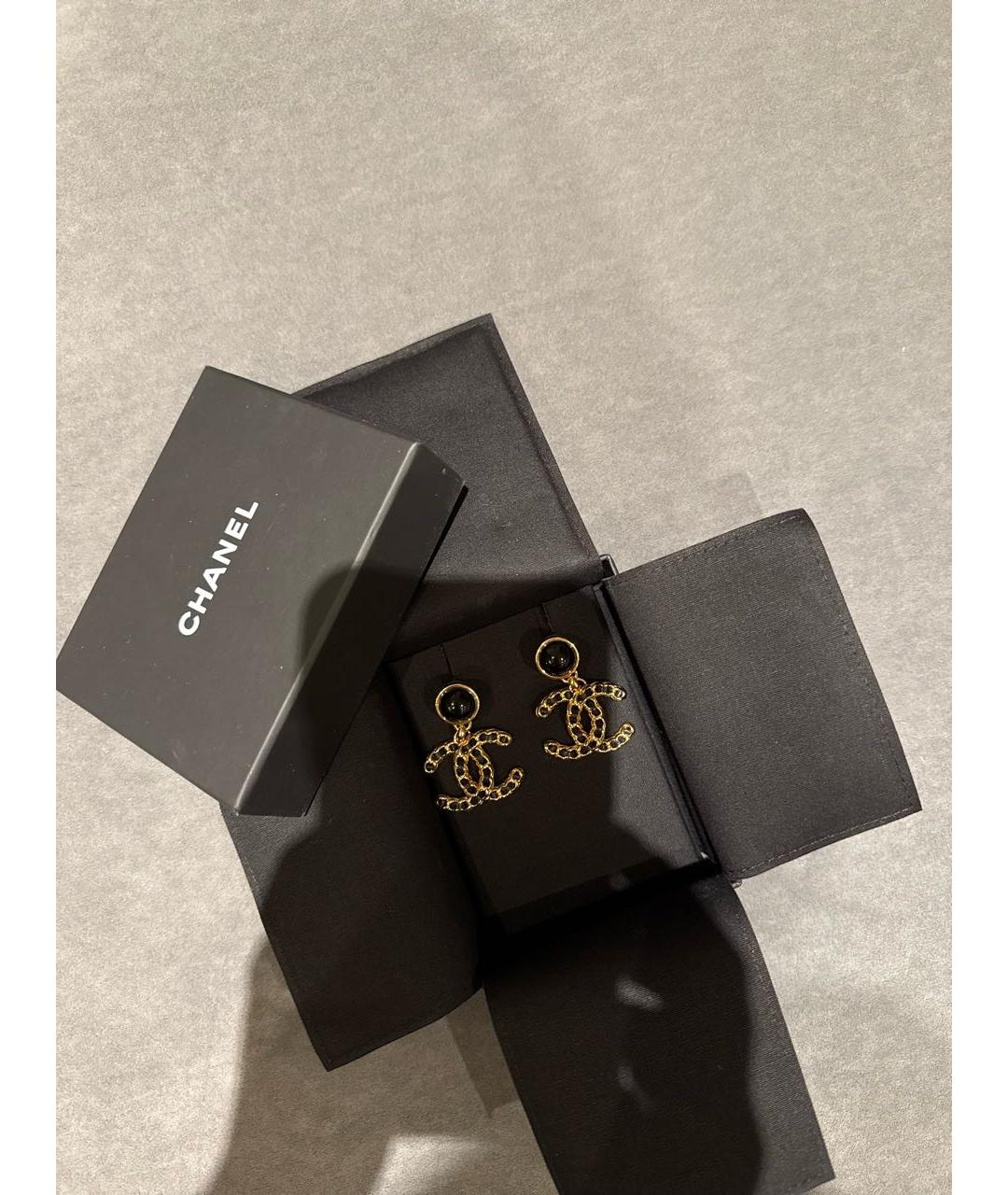 CHANEL Золотые кожаные серьги, фото 7