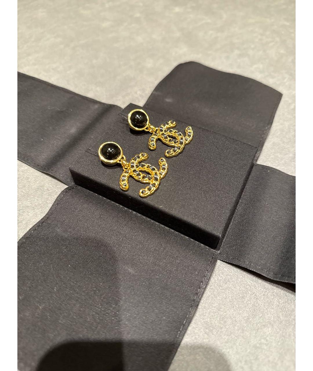 CHANEL Золотые кожаные серьги, фото 3