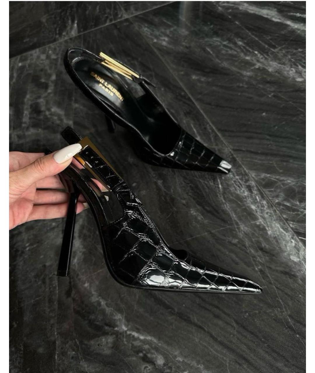 SAINT LAURENT Черные туфли из лакированной кожи, фото 4