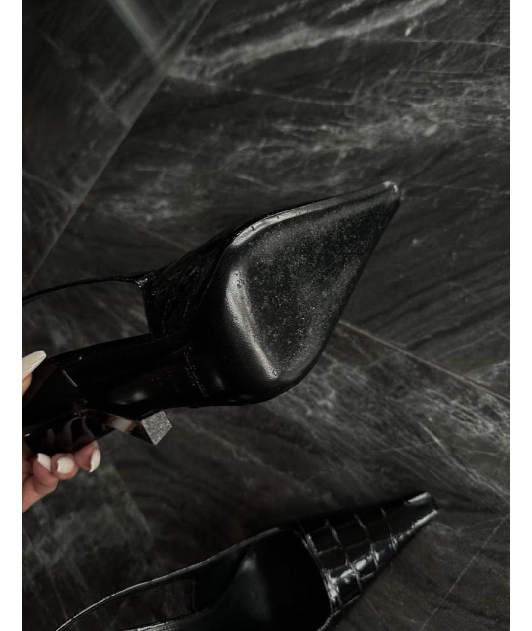 SAINT LAURENT Черные туфли из лакированной кожи, фото 5