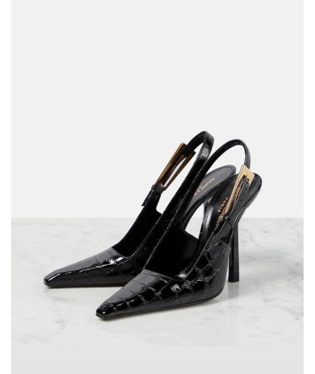SAINT LAURENT Черные туфли из лакированной кожи, фото 2